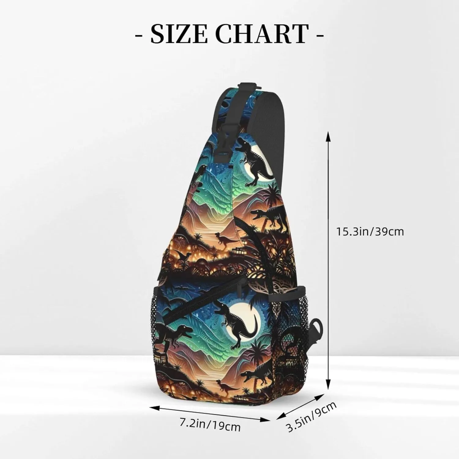 Multicolored Dinosaurs Dinosaurs Chest Sling Bag Crossbody Shoulder Backpack Bag Gym Cycling Travel Hiking Daypack Cross Bag