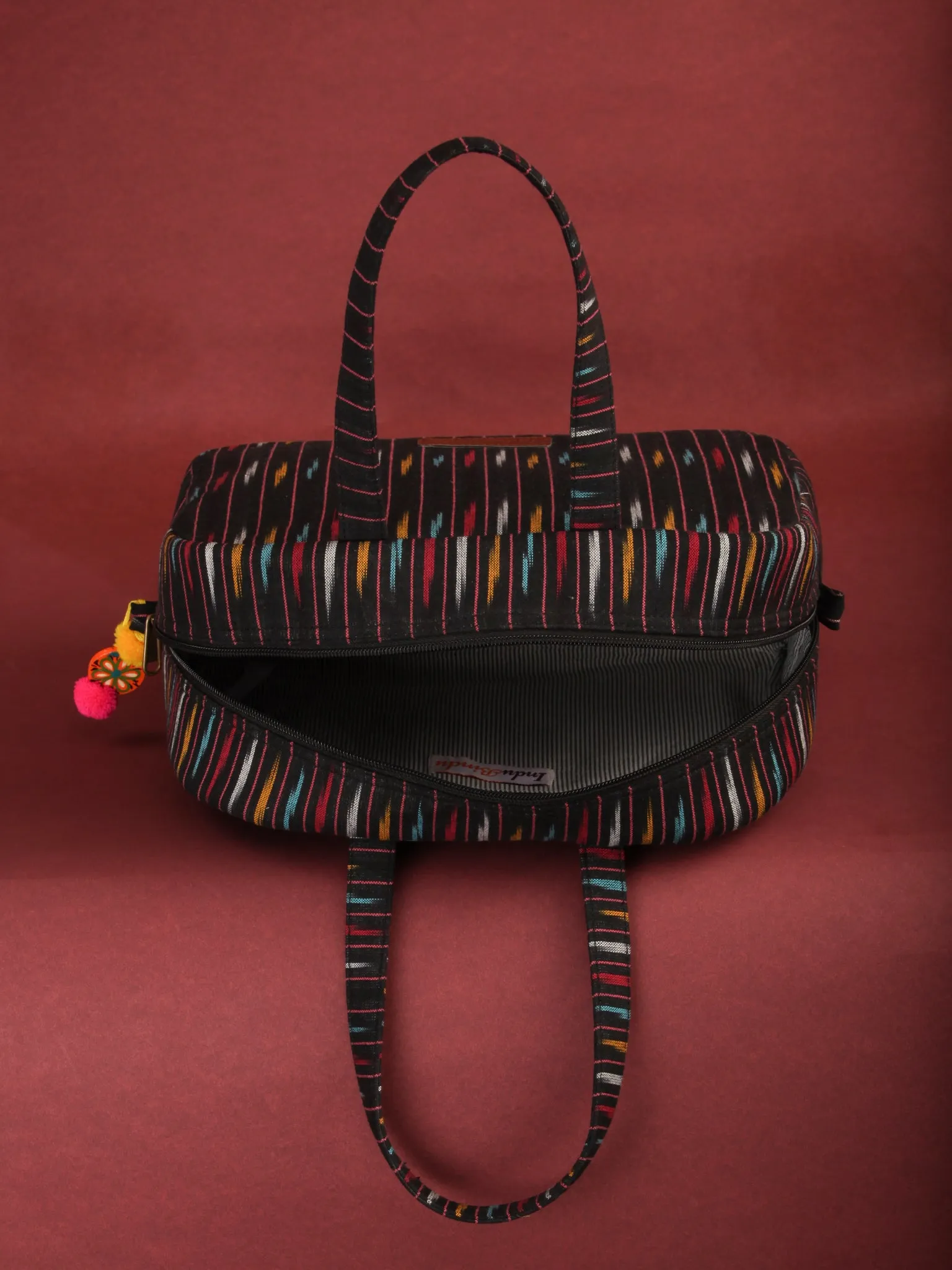 Multicolour Ikat  Bucket Style Hand Bag - B0701