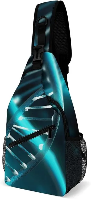 Multifunctional Outdoor Science Gene Strand Printed Chest Bag Fashionable And Portable Outdoor Messenger Bag Suitable for Use in Multiple Scenarios Such As Traveling, Outdoor, Commuting, Etc.