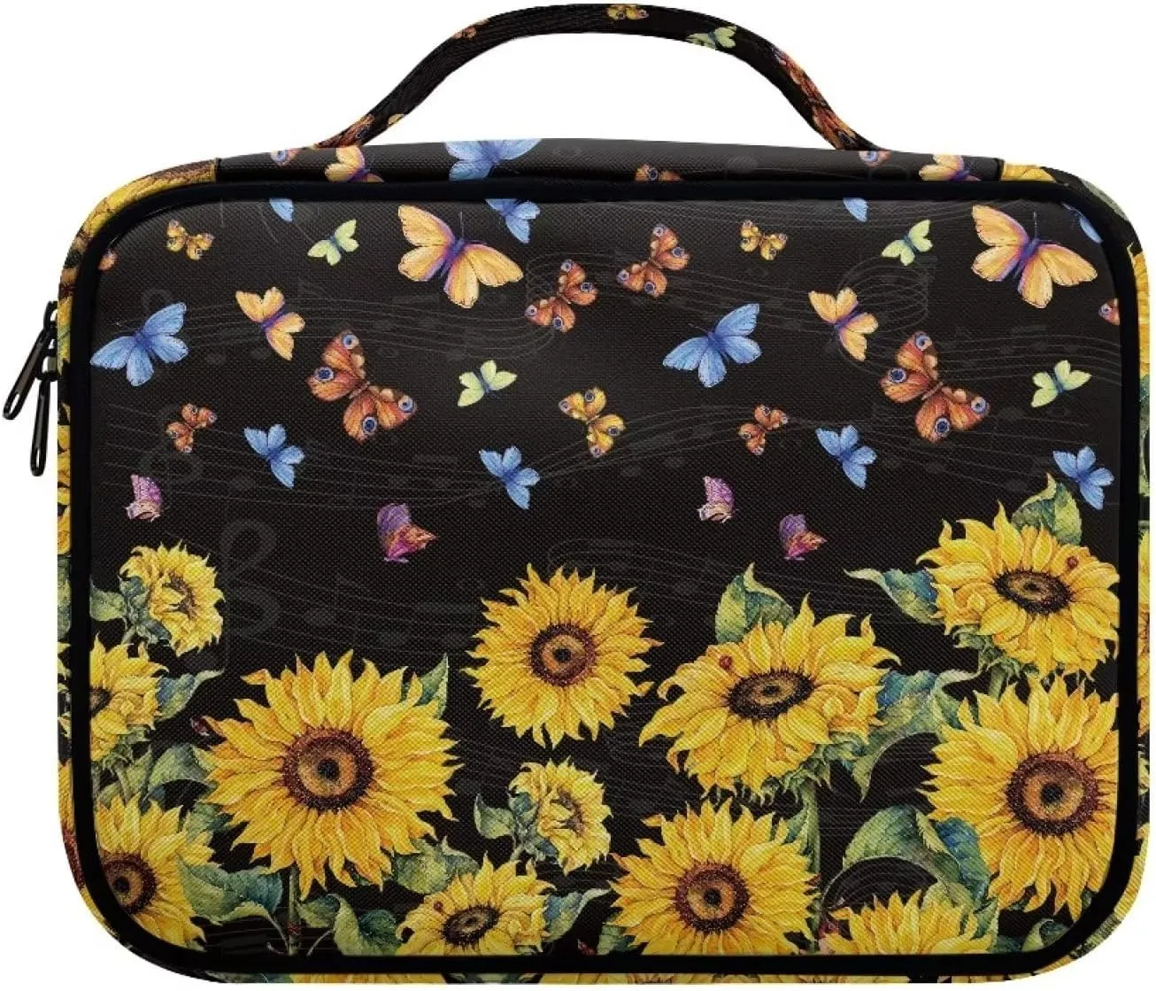 Mumeson Butterfly Sunflower Bible Cover Bible Pens Holder Church Bag for Prayer Church Hand Carry Bags Lightweight Daily Bible Carry Tote Handy Bags Fits Most Bible