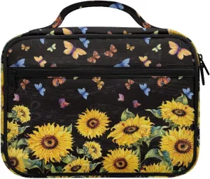 Mumeson Butterfly Sunflower Bible Cover Bible Pens Holder Church Bag for Prayer Church Hand Carry Bags Lightweight Daily Bible Carry Tote Handy Bags Fits Most Bible