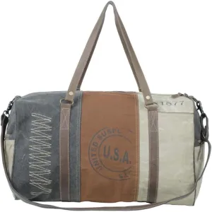 Myra Bags Vintage Purse - Canvas and Leather Crossbody Bags for Women, Neutral Vintage Purses for Women, Brown, Gray, and Ivory Vintage Patchwork Design, Large Canvas Purses for Women