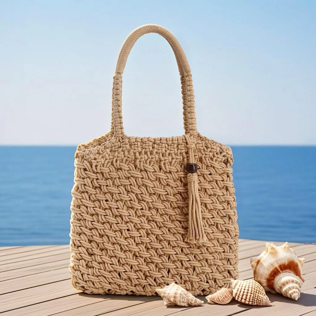 Naimo Women Straw Beach Shoulder Bag Woven Tote Handbag Large Handmade Weaving Summer Casual Hobo Bag