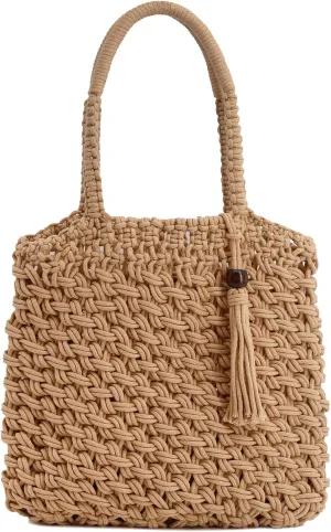 Naimo Women Straw Beach Shoulder Bag Woven Tote Handbag Large Handmade Weaving Summer Casual Hobo Bag
