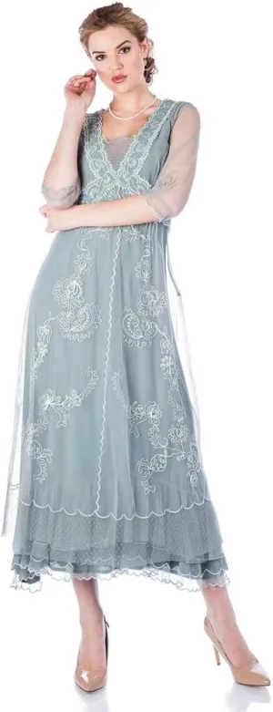 Nataya 40701 Women's Titanic Vintage Style Wedding Dress in Aqua (L)