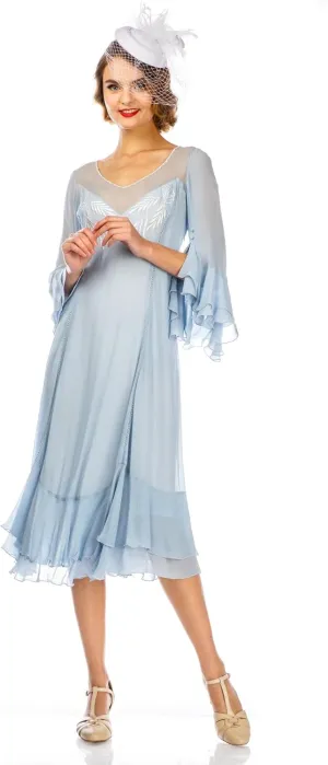 Nataya 40816 Women’s 1920s Wedding Party Vintage Dress in Blue (2X)