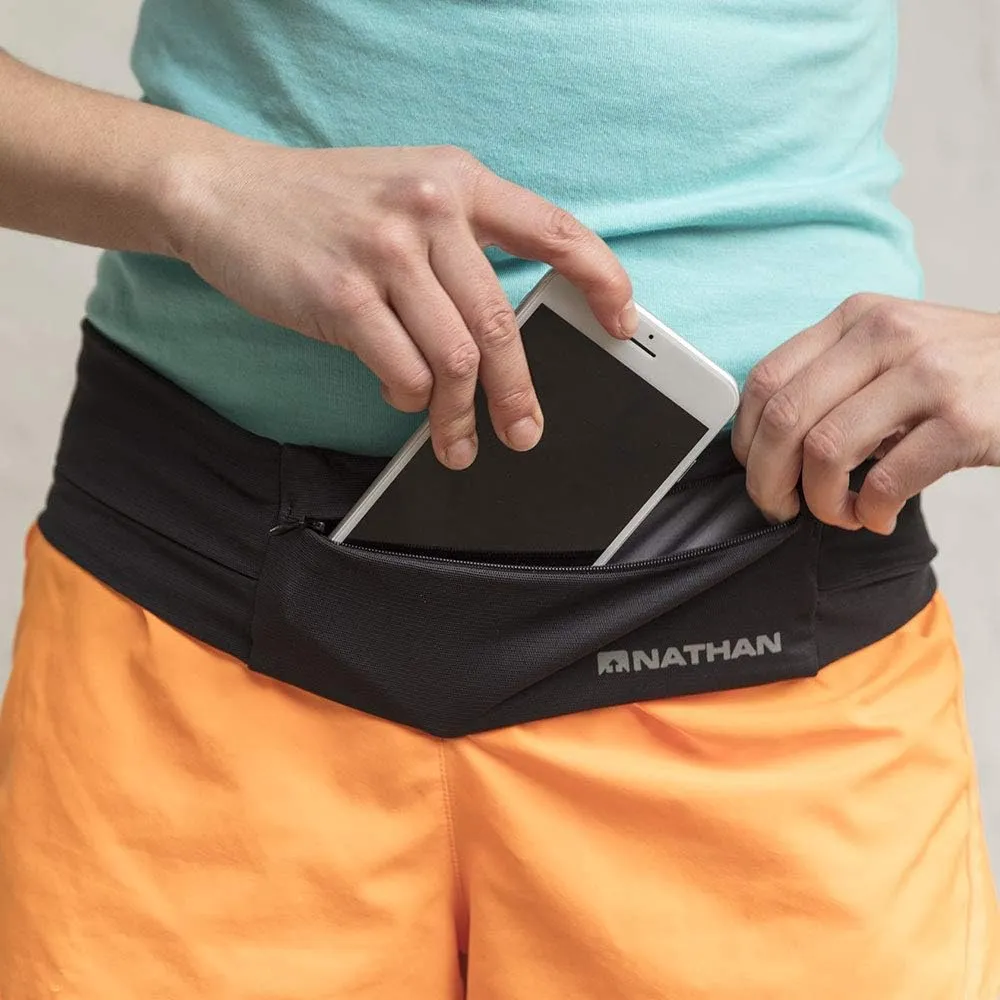 Nathan Zipster Running Belt for Men and Women, Bounce Free Waist Pack, Running Fanny Pack Women, Pockets with Zippers, Fits All iPhones