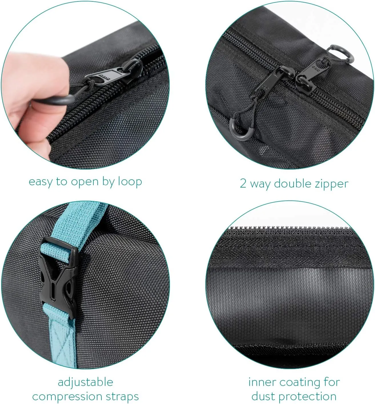 Navaris Ski Bag for Men and Women - Ski Bag for 1 Pair of Skis and Poles with Zipper, 2 Straps with Buckles and Carrying Handle - 2 Sizes