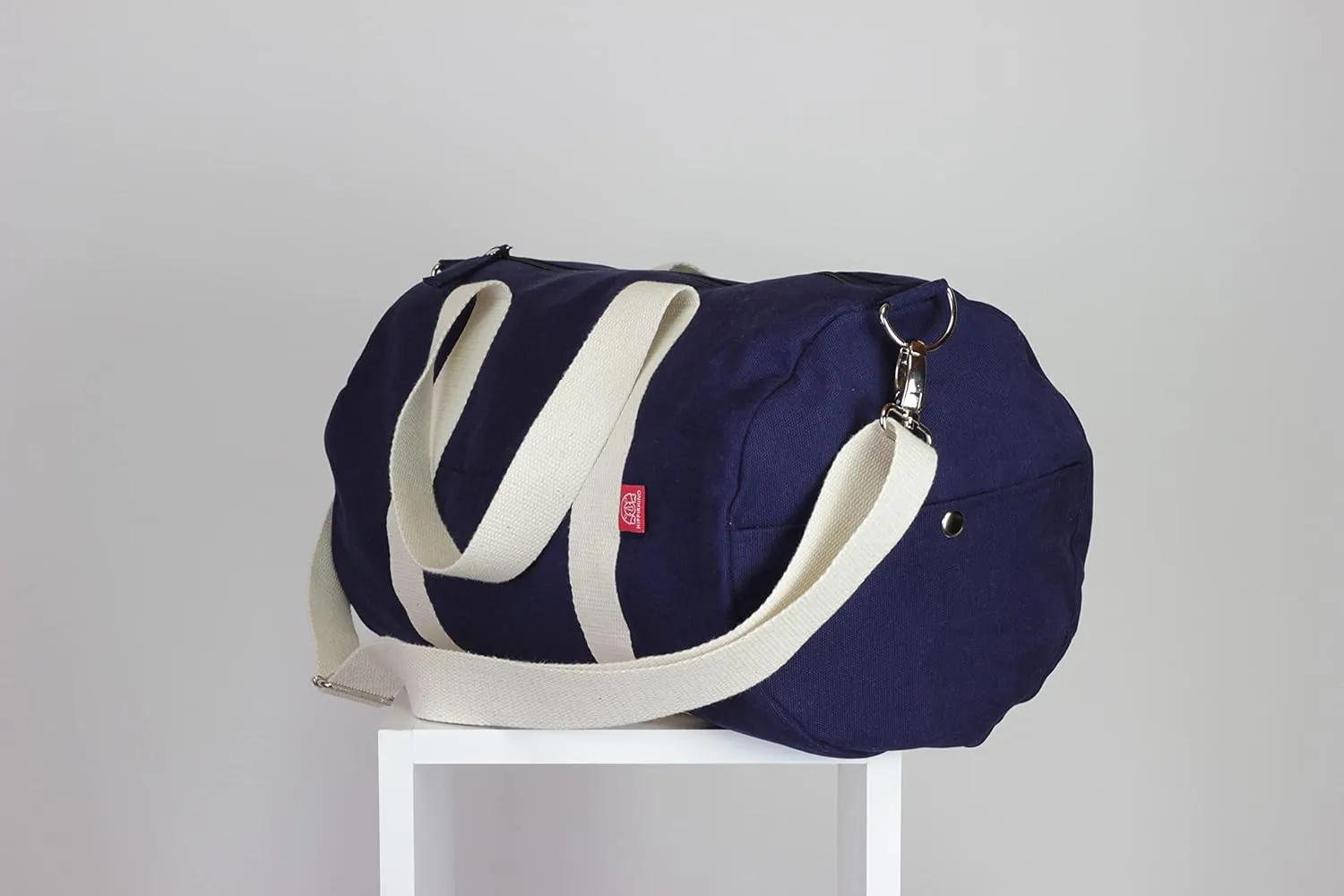 Navy Blue Sport Bag Duffel Bag Long and Adjustable Cotton Strap Washable Gym Bag Yoga Bag Chic Daily Use Zippered Closure Unisex Circle Bag DIFFERENT COLOR ARE AVAILABLE (Canvas)