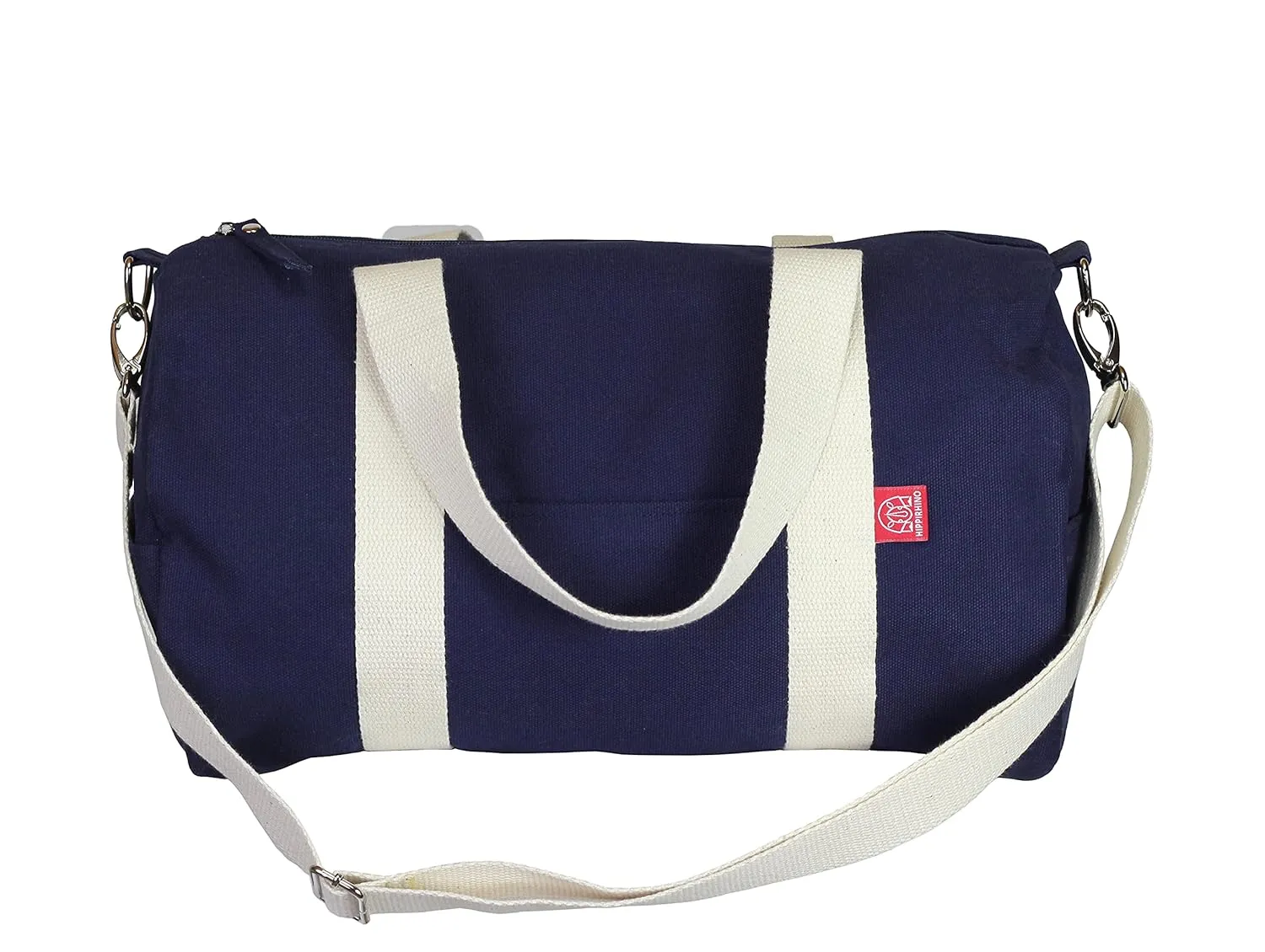 Navy Blue Sport Bag Duffel Bag Long and Adjustable Cotton Strap Washable Gym Bag Yoga Bag Chic Daily Use Zippered Closure Unisex Circle Bag DIFFERENT COLOR ARE AVAILABLE (Canvas)
