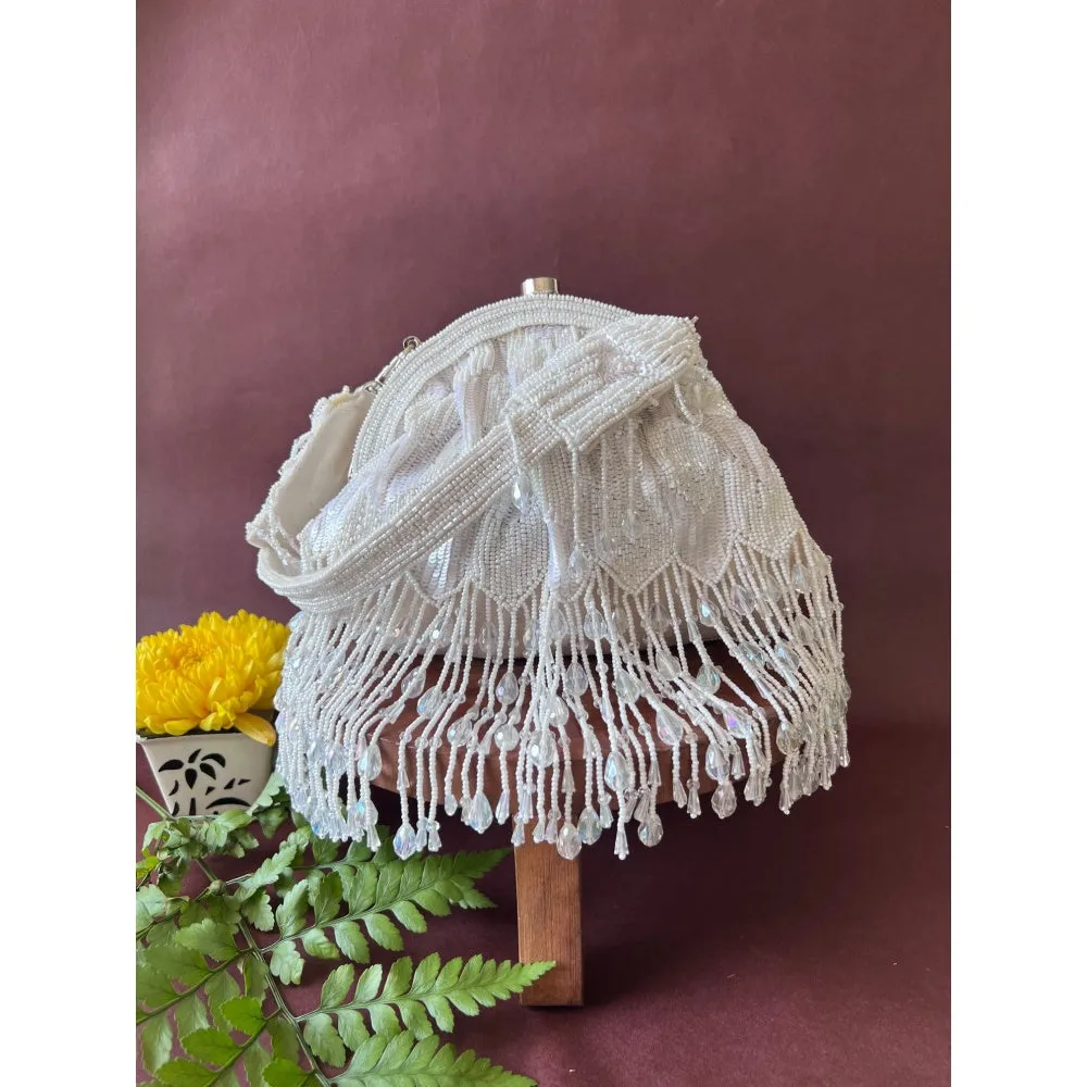 Nayaab by Sonia Symphony Lily White Clutch for Women