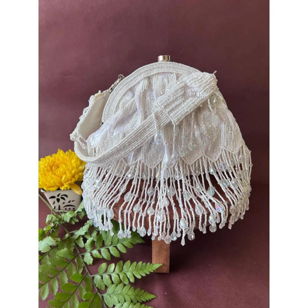 Nayaab by Sonia Symphony Lily White Clutch for Women