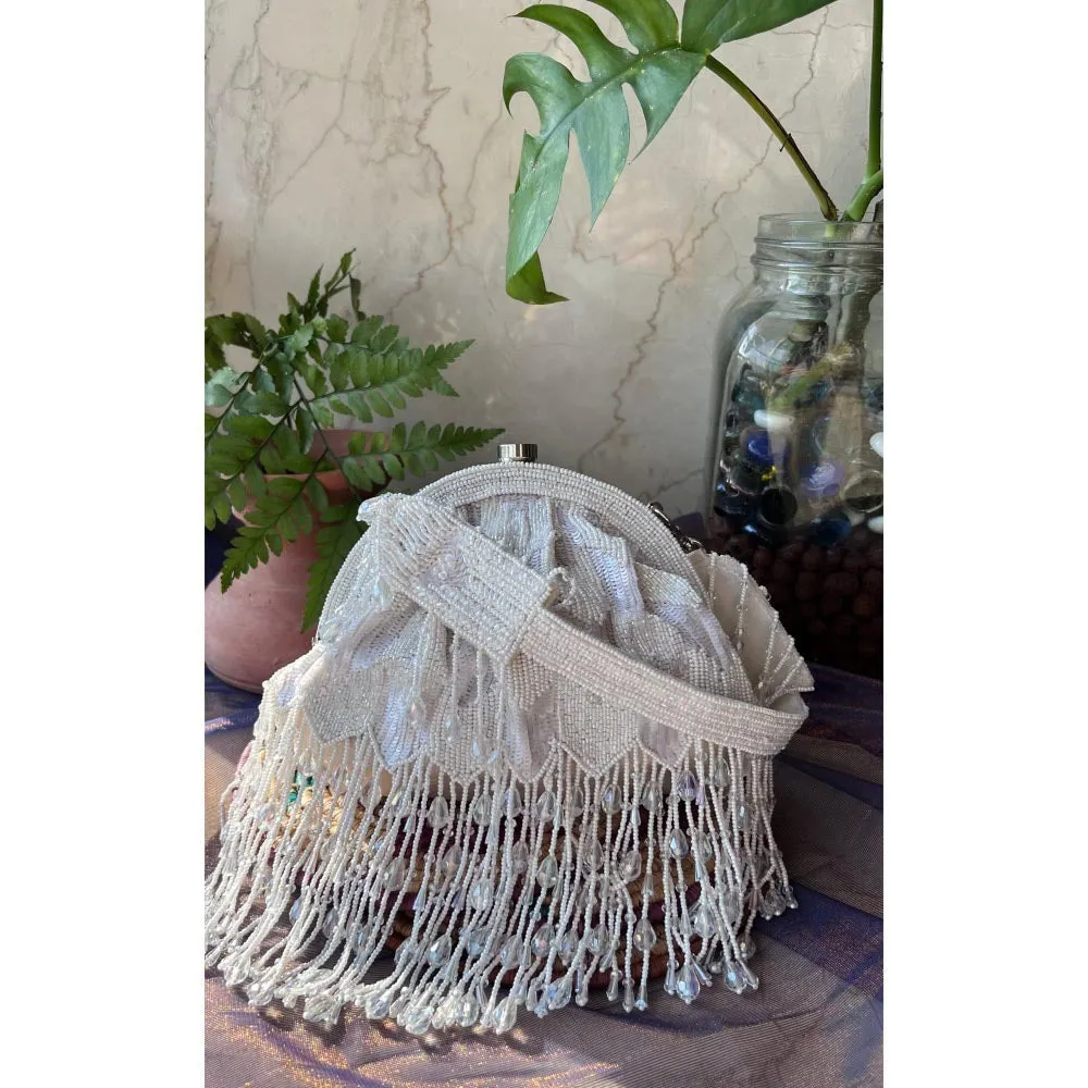Nayaab by Sonia Symphony Lily White Clutch for Women