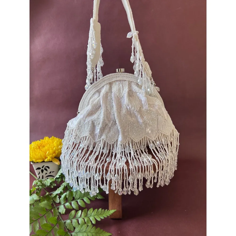 Nayaab by Sonia Symphony Lily White Clutch for Women