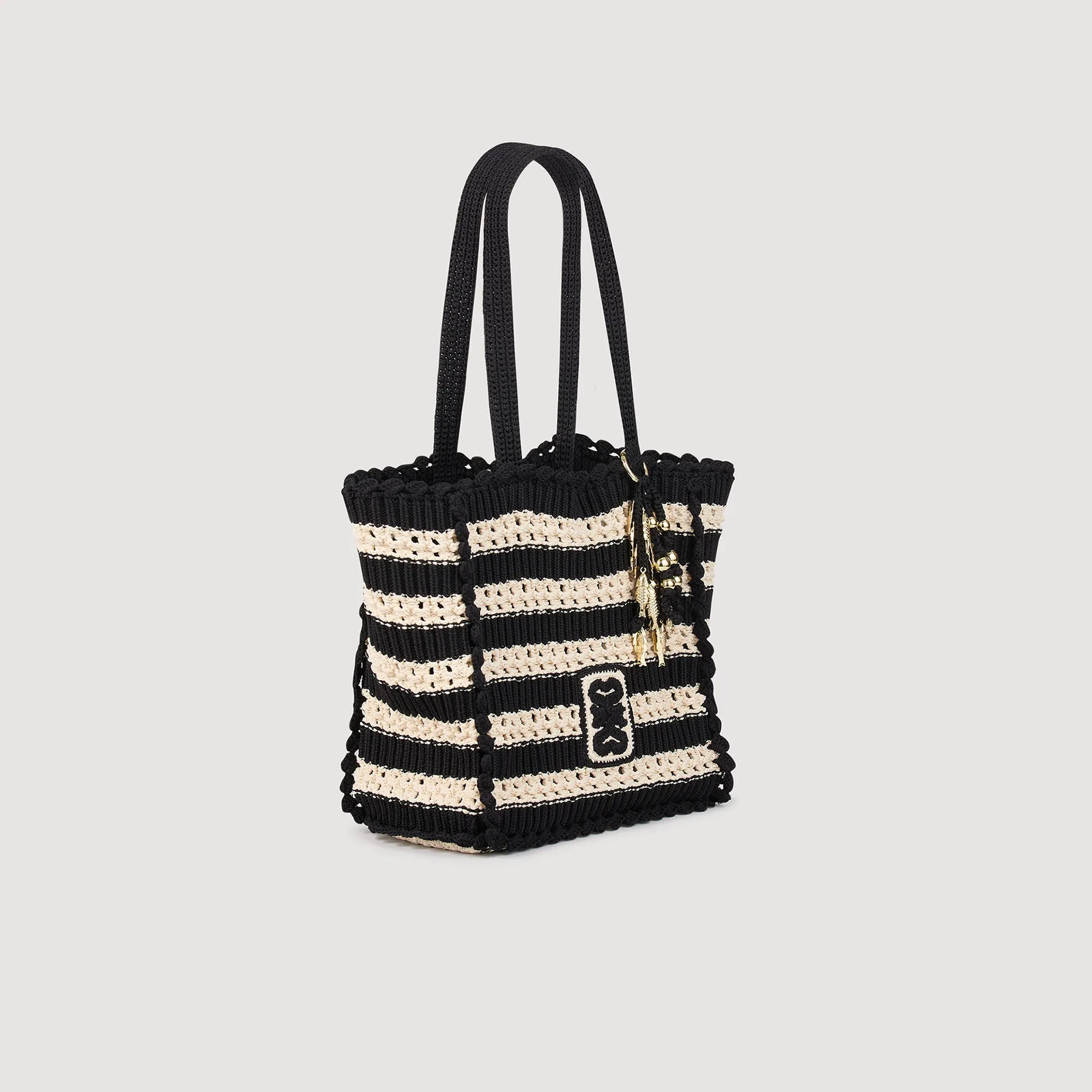Newbaleares Two-Tone Crochet Bag Ecru / Black