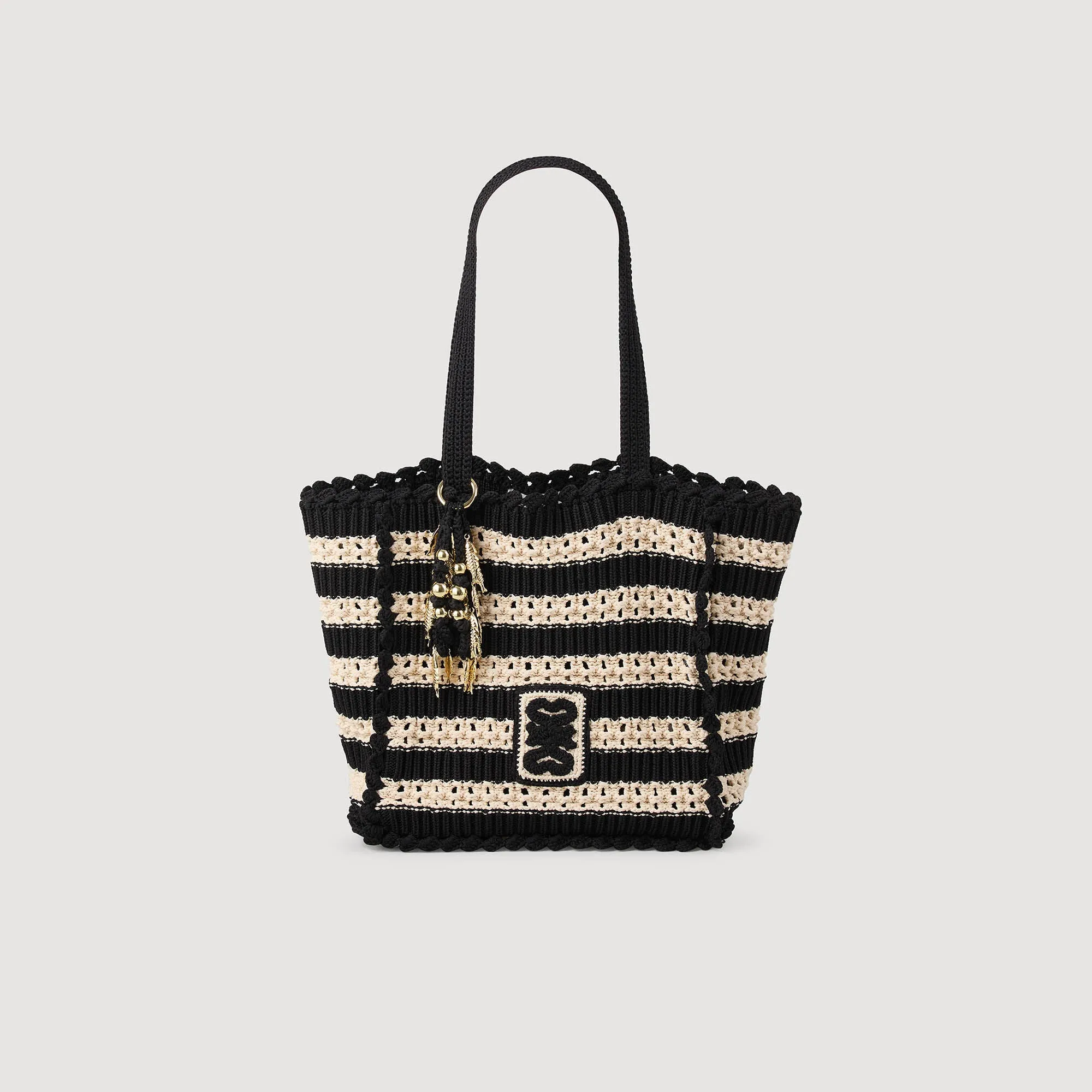 Newbaleares Two-Tone Crochet Bag Ecru / Black