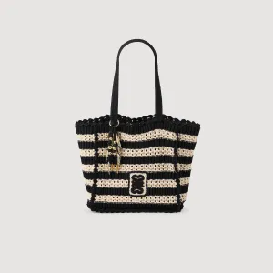 Newbaleares Two-Tone Crochet Bag Ecru / Black