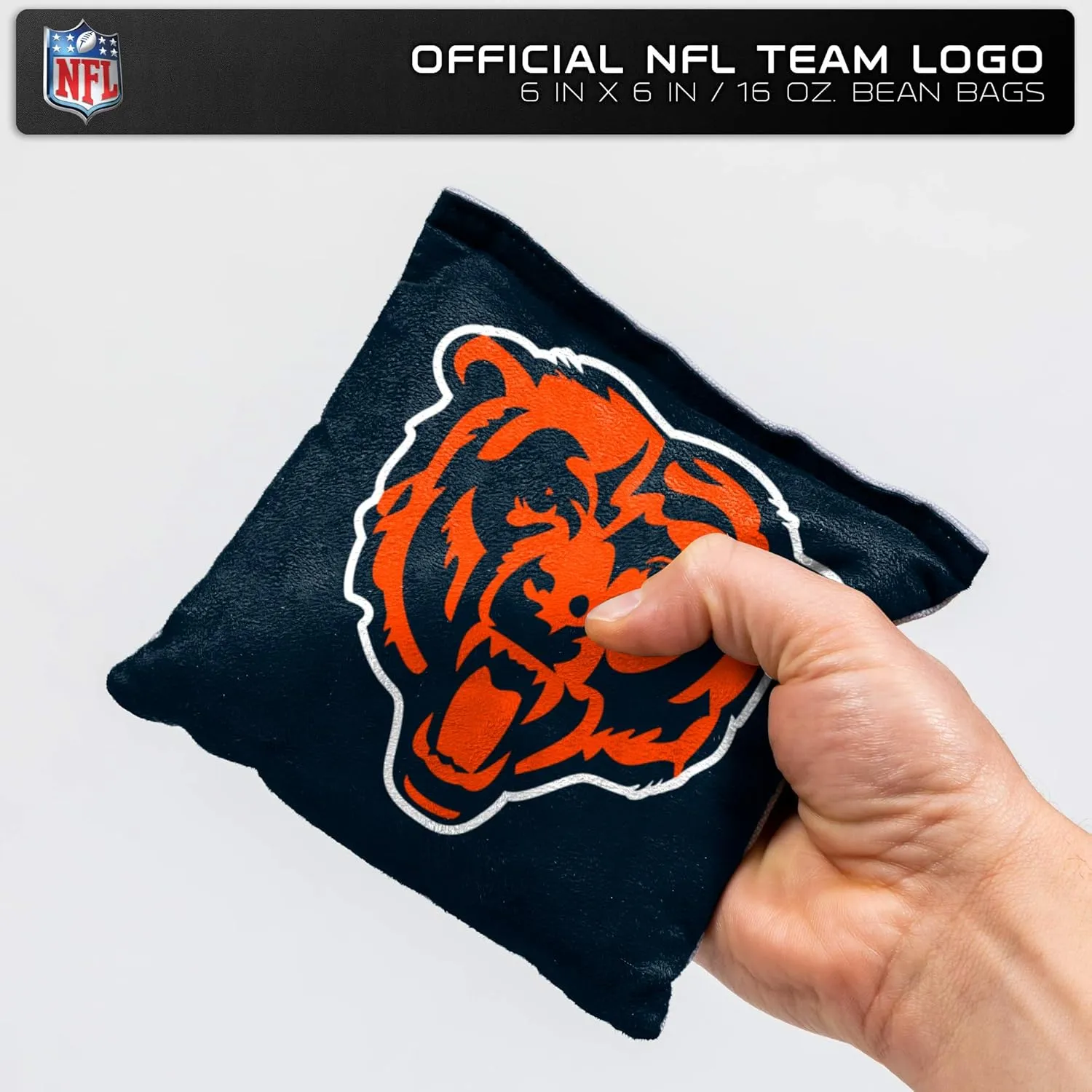NFL Pro Football Chicago Bears Dual-Sided Bean Bags by Wild Sports, 4 Pack - Premium Toss Bags for Cornhole Sets