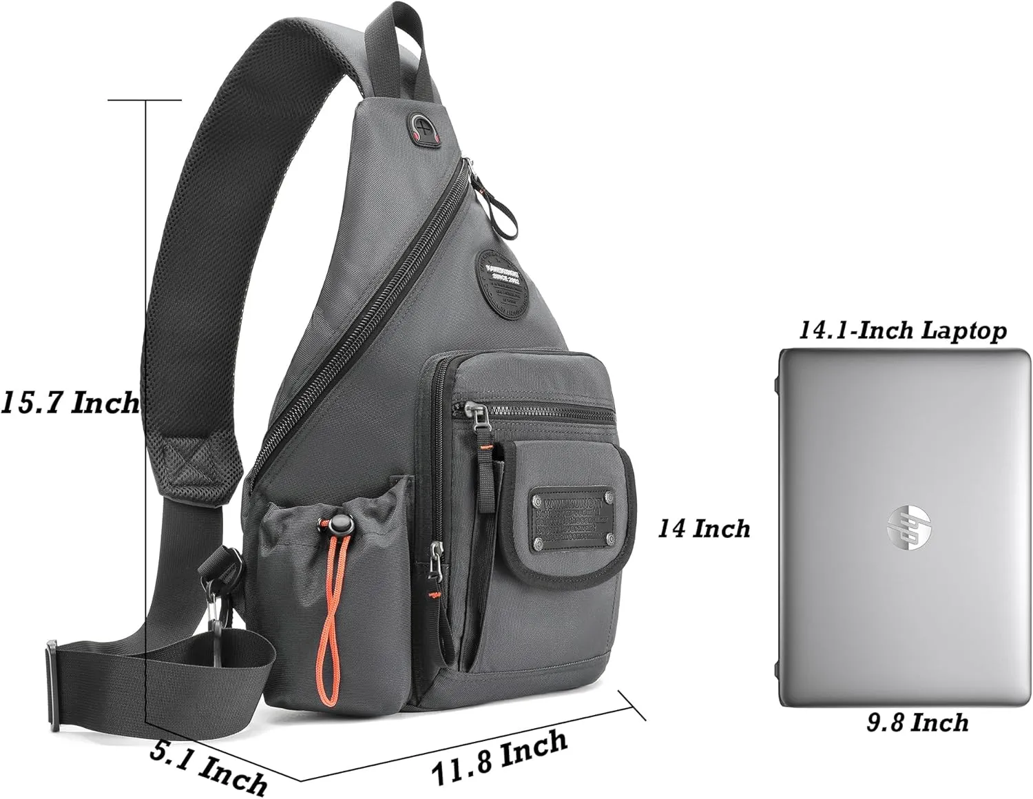 NICGID Sling Bag Backpack, 13.3'' 14.1'' Laptop Bag Crossbody Shoulder Chest Backpacks Travel Outdoors for Men Women