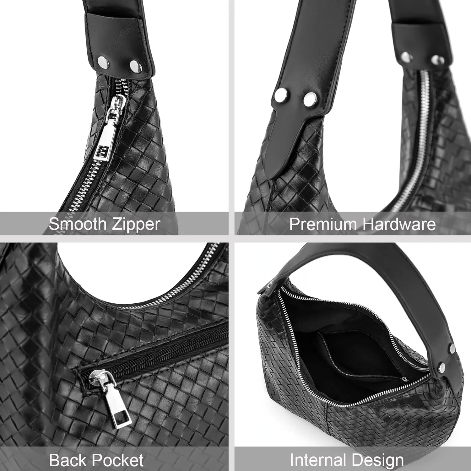 NIUEIMEE ZHOU Crescent Shoulder Bags for Women Vegan Leather Hobo Handbag Slouchy Tote Purses