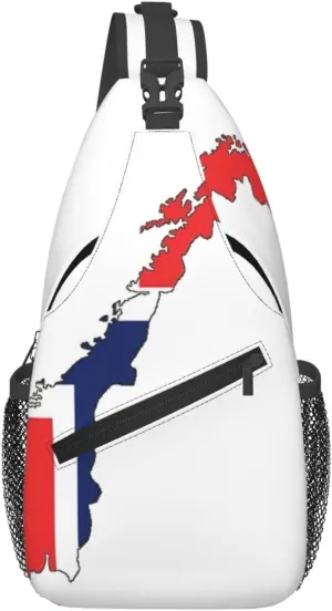 Norwegian Flag Map Print Cross Chest Bag Diagonally Crossbody Shoulder Casual Fashion Travel Bag,Hiking Daypack