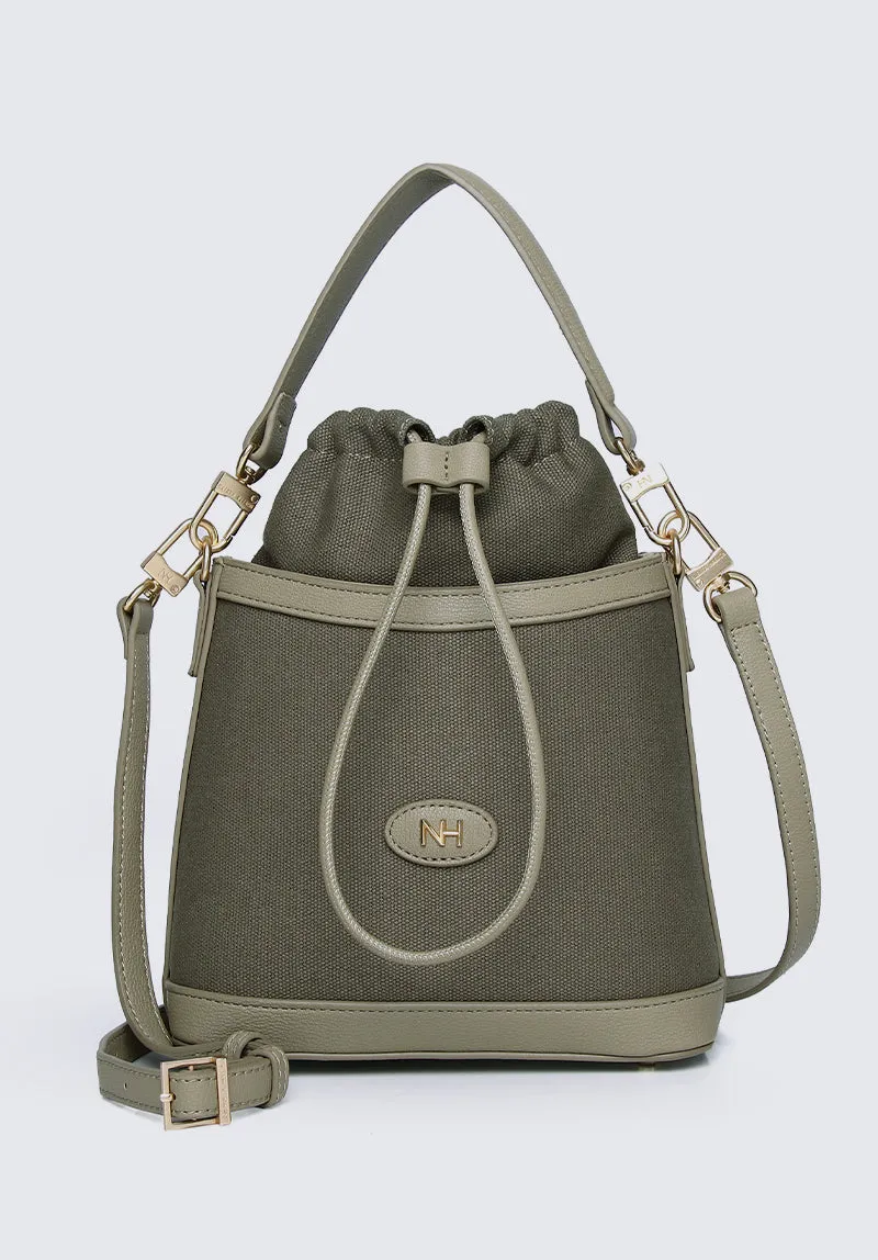 Nurita Harith Nael Drawstring Bucket Bag (Dark Sea Green)