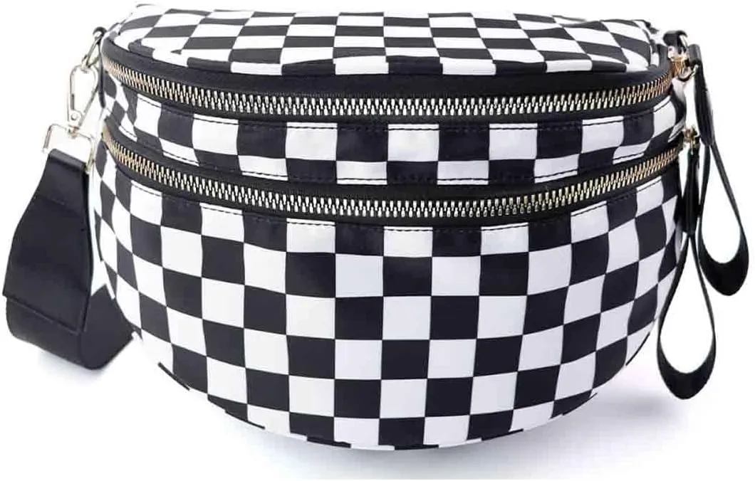 Nuvore ComfortBag,Nuvore Crossbody Bag,Multiple Pockets Large Capacity Spacious Stylish Checkered Bum Bags for Women