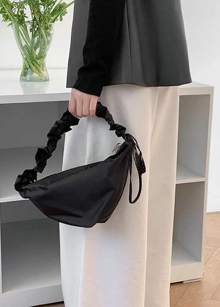 Nylon Hobo Purses for Women Triangle Underarm Shoulder Bag Foldable Top-handle Tote Bag Lightweight Purses for Work Travel