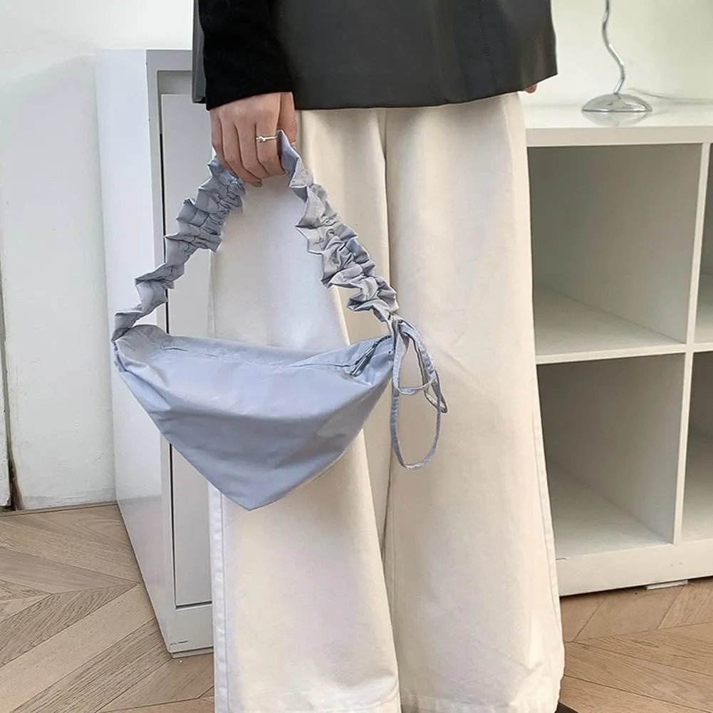 Nylon Hobo Purses for Women Triangle Underarm Shoulder Bag Foldable Top-handle Tote Bag Lightweight Purses for Work Travel