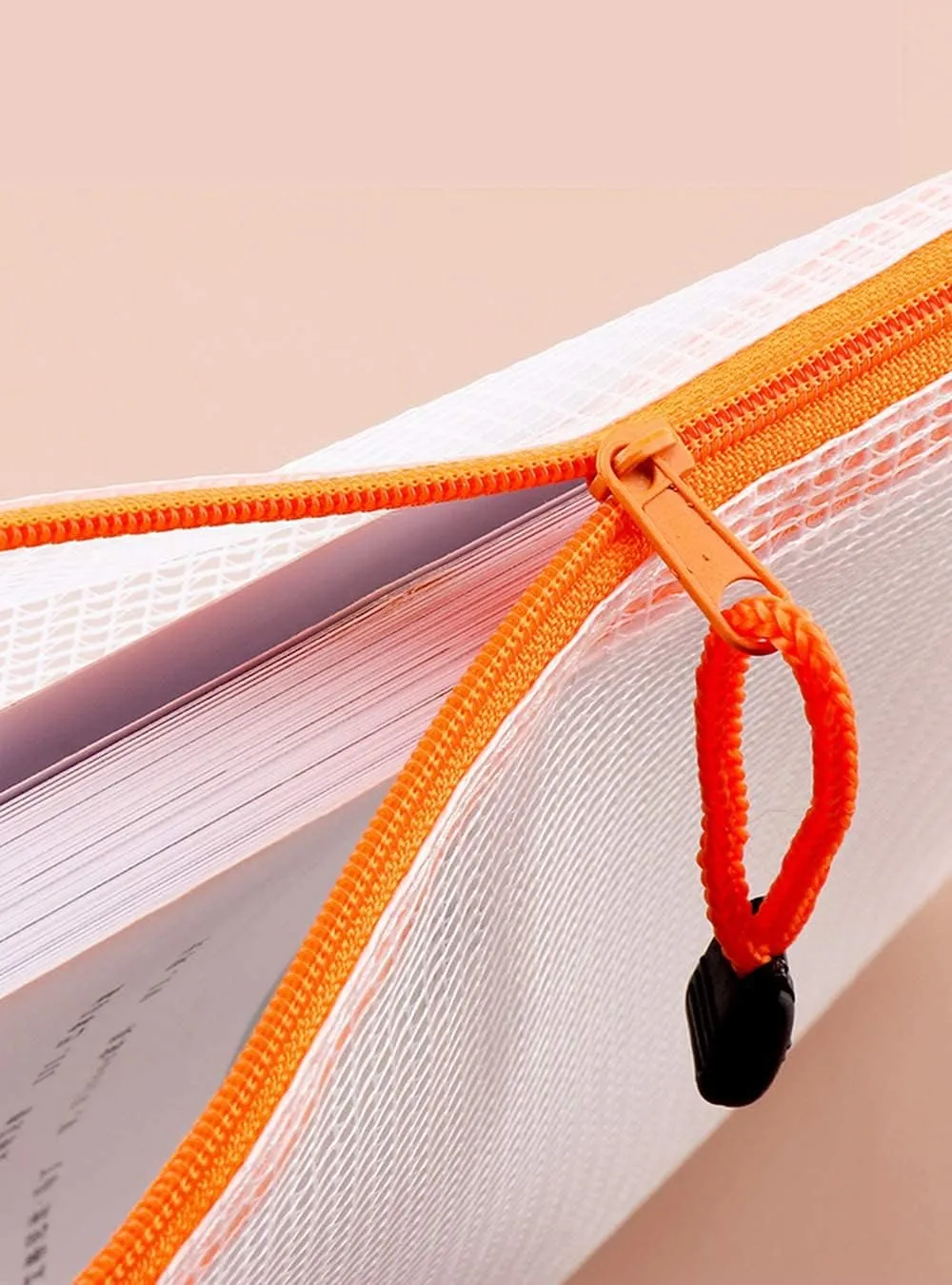 Oaimyy-Plastic Mesh Zipper Pouch Document Folders Bag Zipper Zip File Folders for Office Supplies, Travel,Organizing Storage (12"x 16", Multicolor)