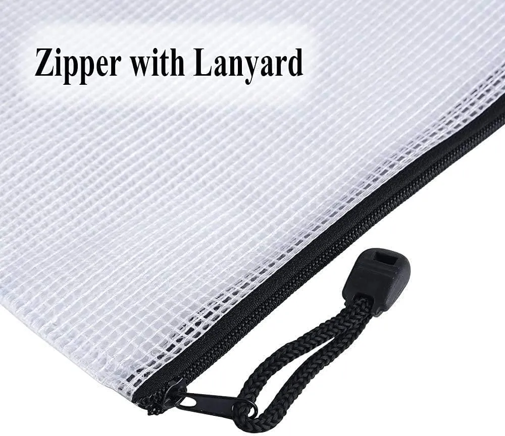Oaimyy-Plastic Mesh Zipper Pouch Document Folders Bag Zipper Zip File Folders for Office Supplies, Travel,Organizing Storage (12"x 16", Multicolor)