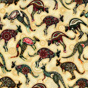 Oasis Fabrics - Gondwana - Kangaroo Cotton in Tan