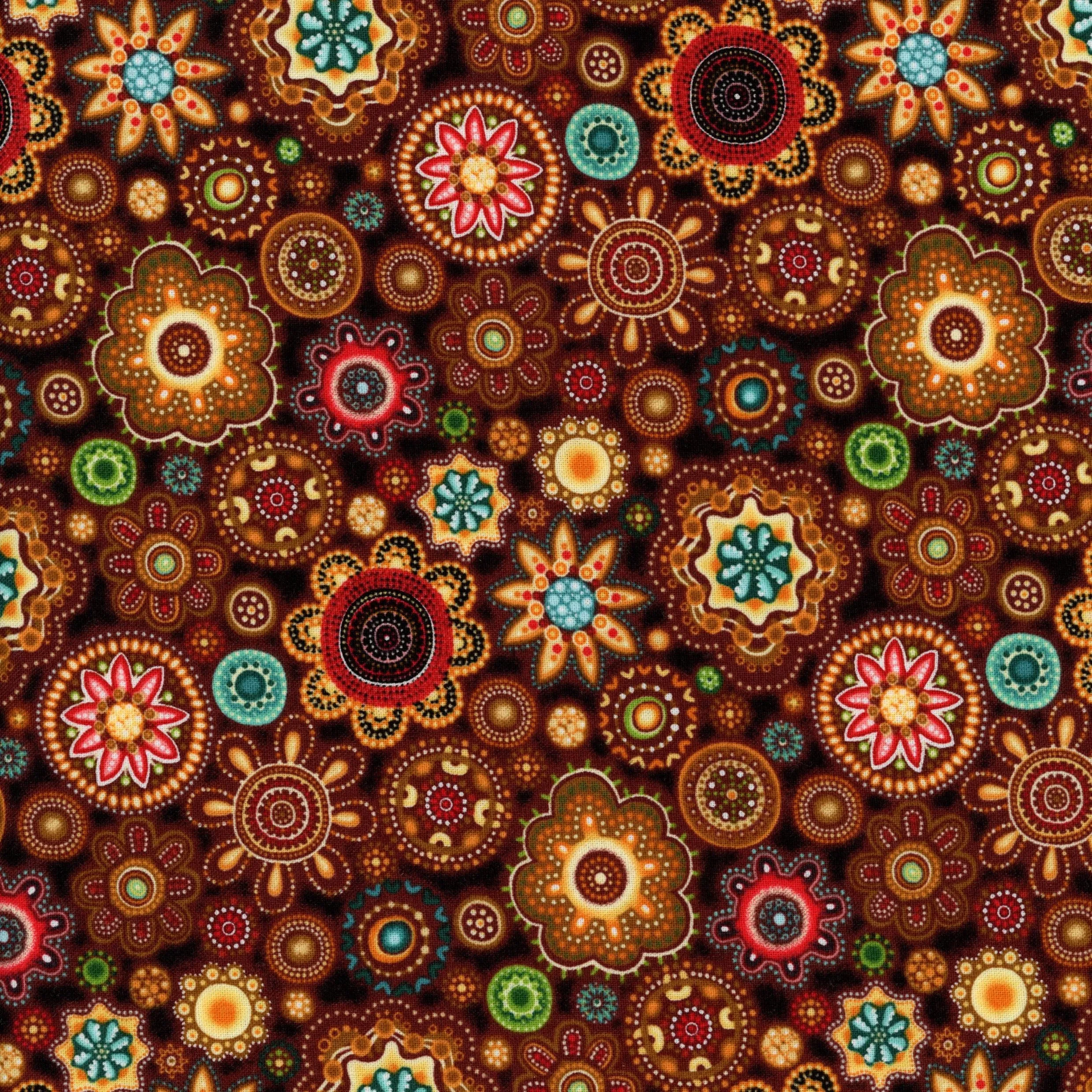 Oasis Fabrics - Gondwana - Medallions Cotton in Brown