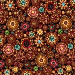 Oasis Fabrics - Gondwana - Medallions Cotton in Brown
