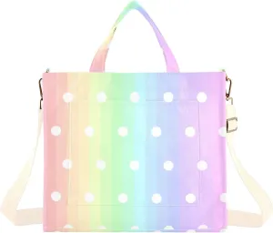 ODAWA Pastel Rainbow Strip and Polka Dot Ladies Hand Bags Small Crossbody Shoulder Bag for Women Corduroy Tote Bag Fashion Crossbody Bag