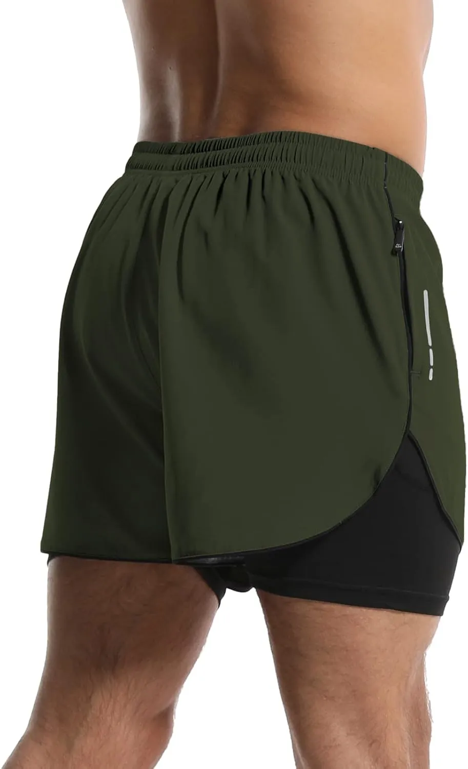 OEBLD Men’s Running Shorts 3 Inch Workout Gym 2-in-1 Pants Athletic Compression Tights