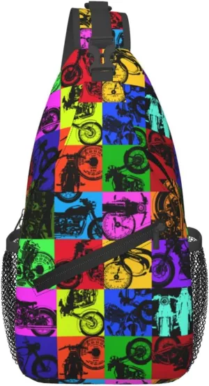 Old Motorcycle Impressive Chest Sling Bag Crossbody Shoulder Backpack Bag Gym Cycling Travel Hiking Daypack Cross Bag