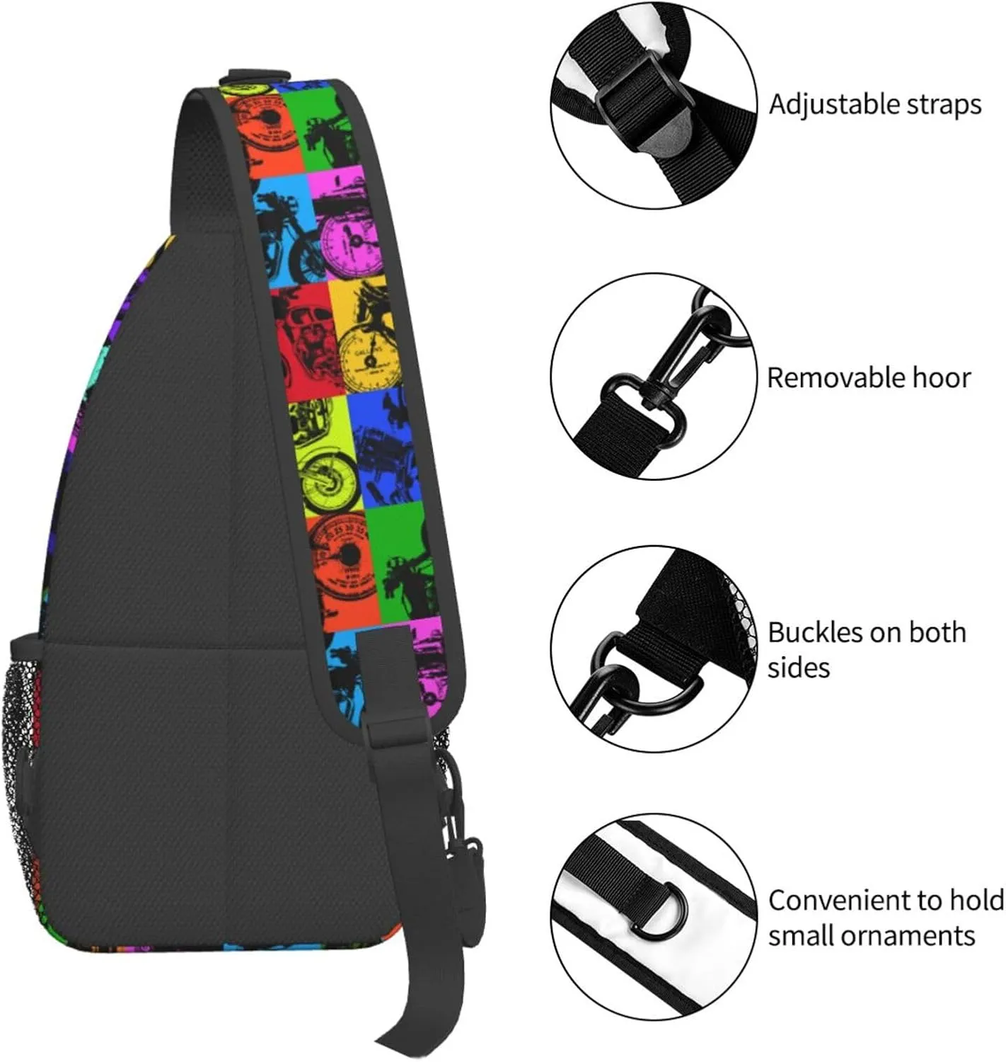Old Motorcycle Impressive Chest Sling Bag Crossbody Shoulder Backpack Bag Gym Cycling Travel Hiking Daypack Cross Bag