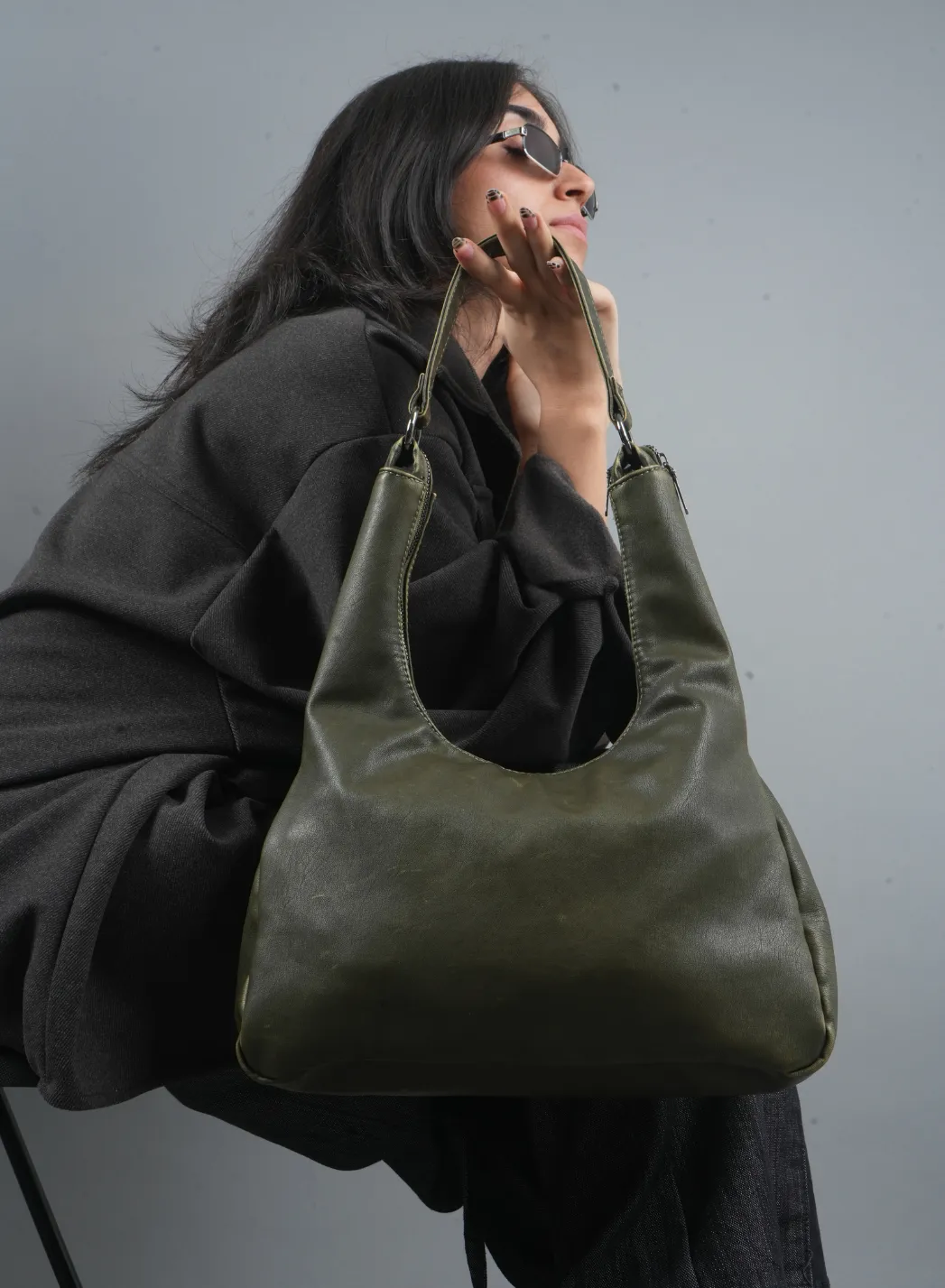Olive Leather Hobo
