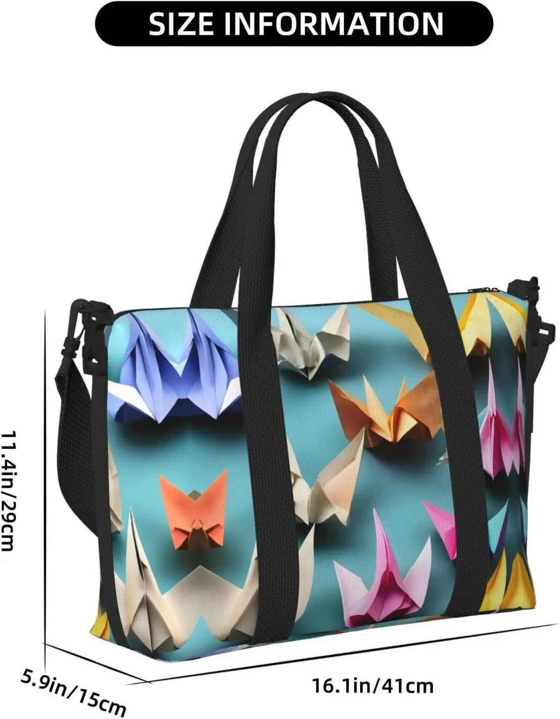 Origami Paper Crane Travel Bags, Weekender Carry On For Women, Sports Gym Bag, Workout Duffel Bag,Overnight