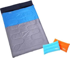 Outdoor Camping Double Sleeping Bag 2 Person Sleeping Bag with 2 Pillows for Backpacking Camping Hiking