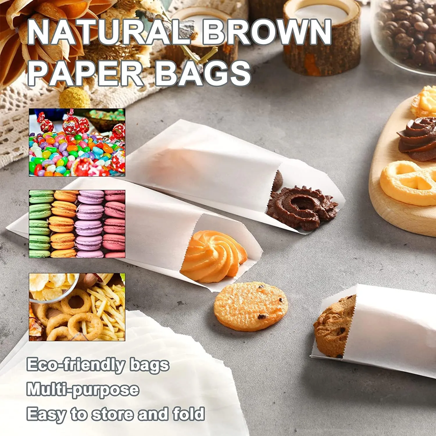 Outus 1000 Pcs Flat Glassine Bags Waxed Paper Cookies Packaging Semi Transparent Cookie Sleeves Treat Bags Small Paper Supplies for Handmade Soaps Packaging Bakery Cookies Candy Party Favor (3x5 Inch)