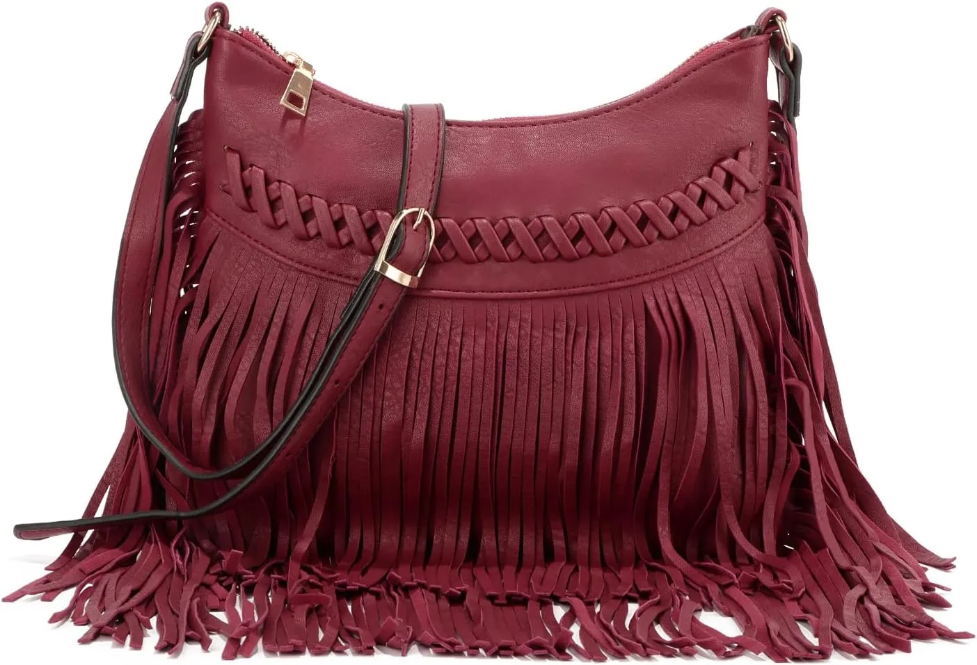 Oweisong Leather Fringe Purse for Women Trendy Western Tassel Crossbody Bag Vintage Hobo Black Shoulder Messenger Bag