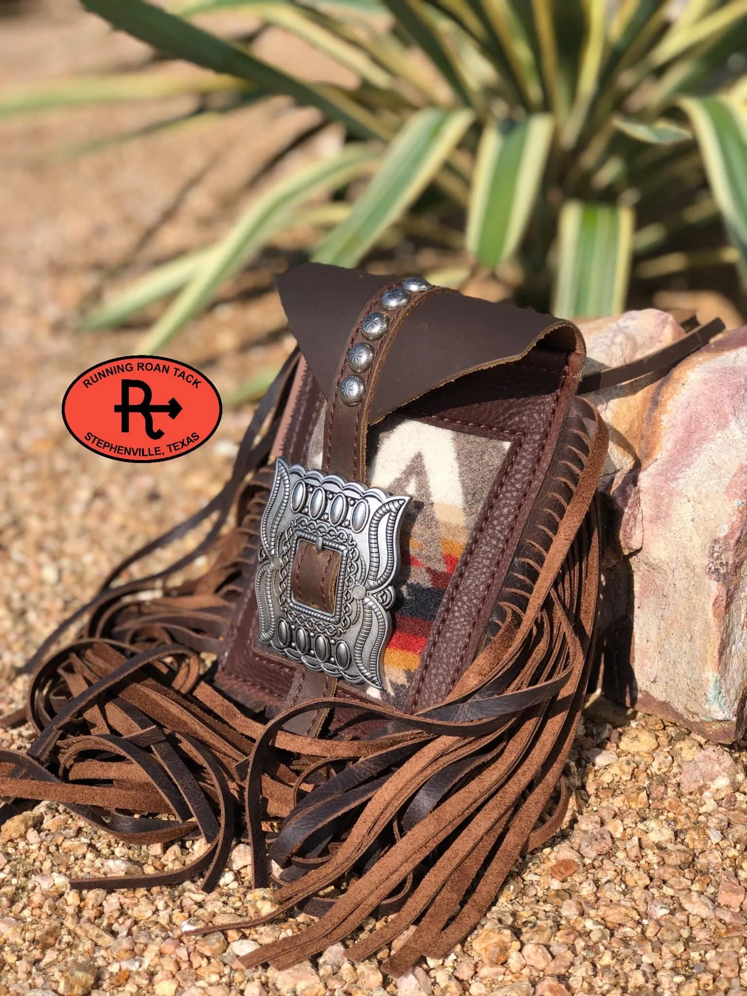 Pacific Crest Inlaid Mini Saddle Bag with Large Buckle for Phone, Keys, Roping Powder, etc