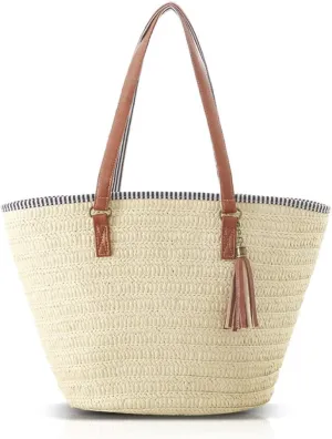 Pahajim Straw Beach Bags Tote Tassels Bag Hobo Summer Handwoven Shoulder Bags