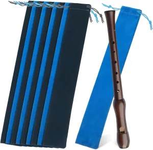 PartyKindom 10pcs Flute Storage Bag Suede Pouch for Soprano Recorder Drumsticks Drawstring Carrying Case for Music Instruments