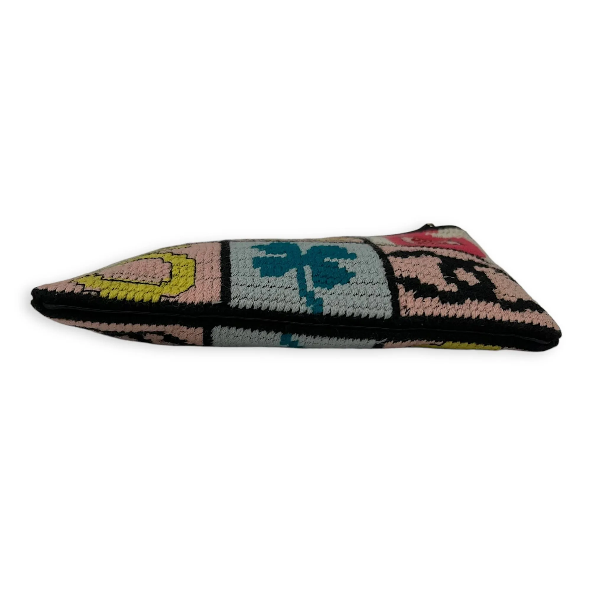 Patchwork Clutch Multi-colour in Knit, Gold hardware