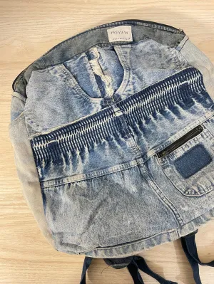 patchwork denim rework backpack