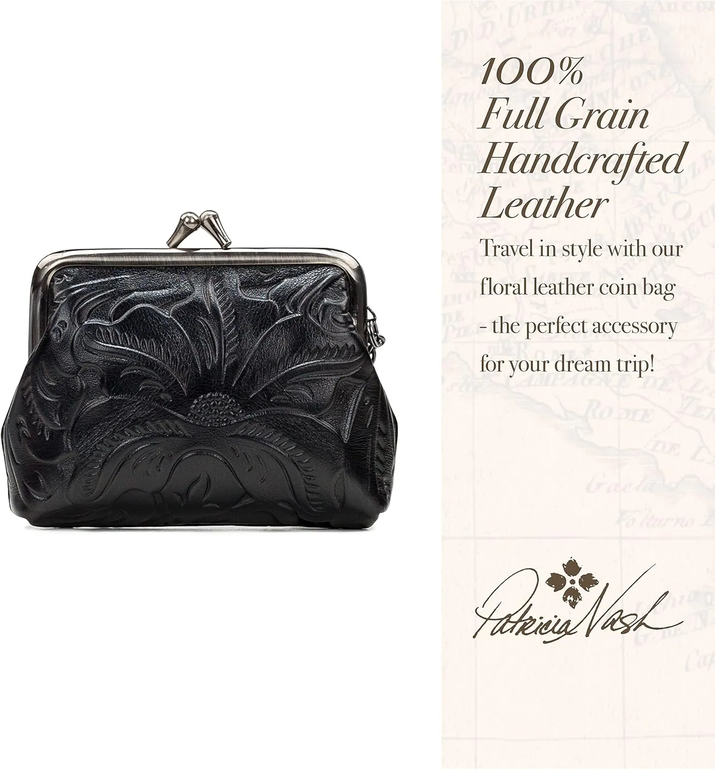 Patricia Nash Large Borse Coin Purse (Black)