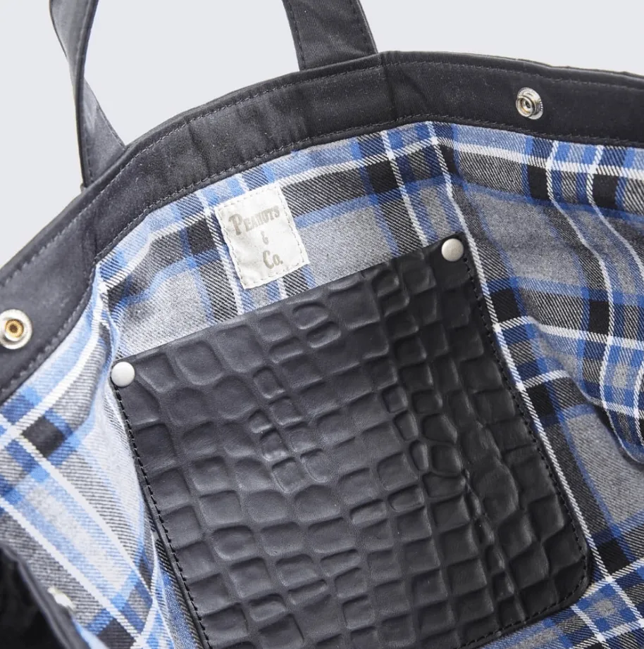 PE-NEWSPAPER-BAG-BLK - Peanuts & Co x ACVM WAXED COTTON NEWSPAPER BAG - Black